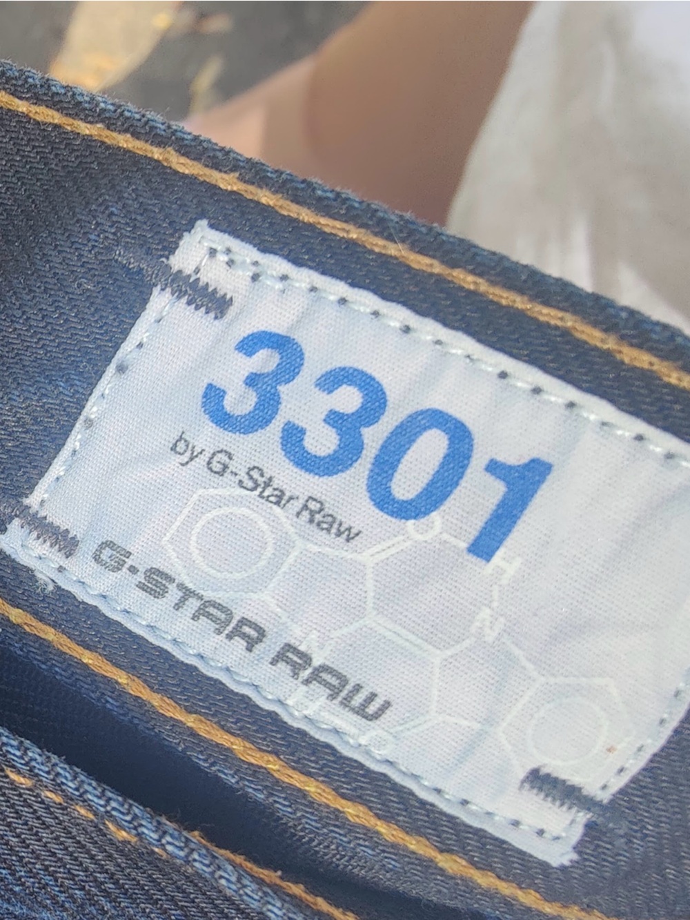 G-Star Dark Blue Denim Jeans with Gold Stitching